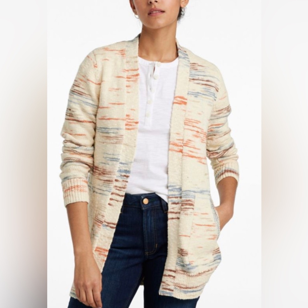 L.L. Bean Women’s Cotton Ragg Space-Dye Open Cardigan Size Large